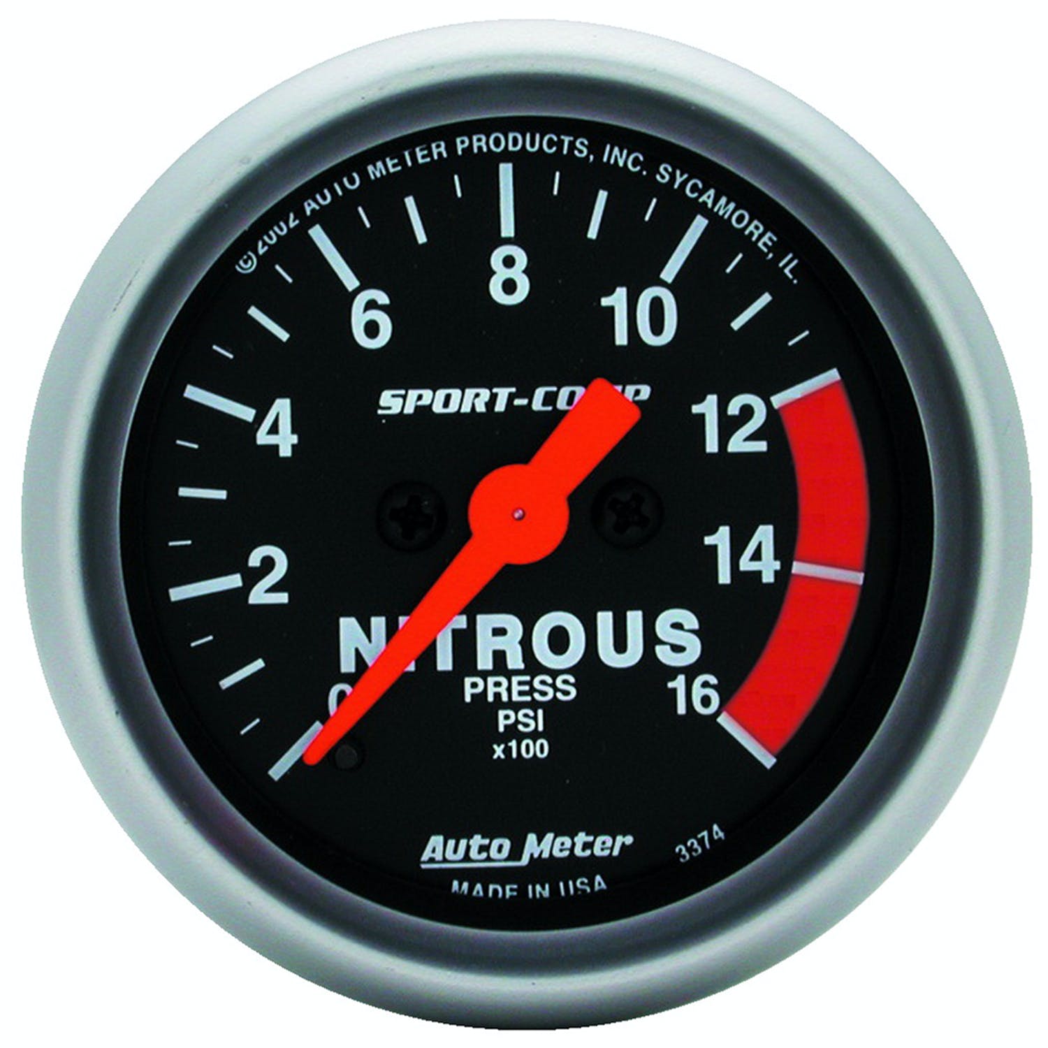 AutoMeter Products 3374 Gauge; Nitrous Pressure; 2 1/16in.; 1600psi; Digital Stepper Motor; Sport-Comp