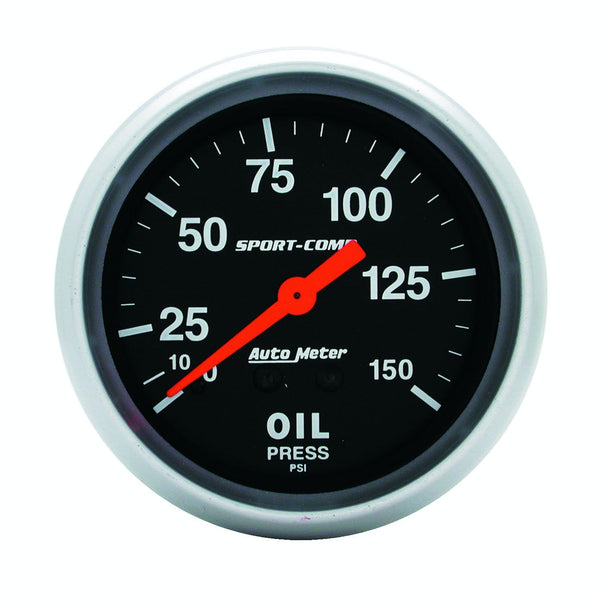 AutoMeter Products 3423 Gauge; Oil Pressure; 2 5/8in.; 150psi; Mechanical; Sport-Comp