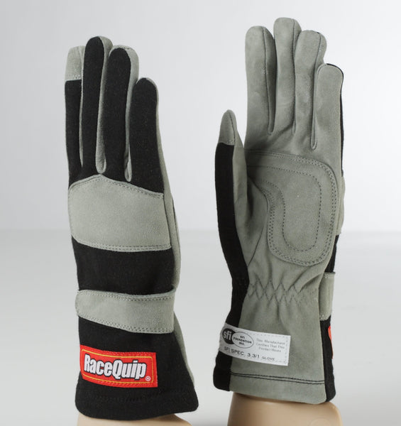 RaceQuip 351005 SFI-1 Single-Layer Racing Gloves (Black, Large)