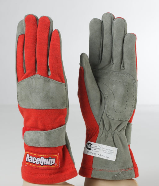 RaceQuip 351013 SFI-1 Single-Layer Racing Gloves (Red, Medium)