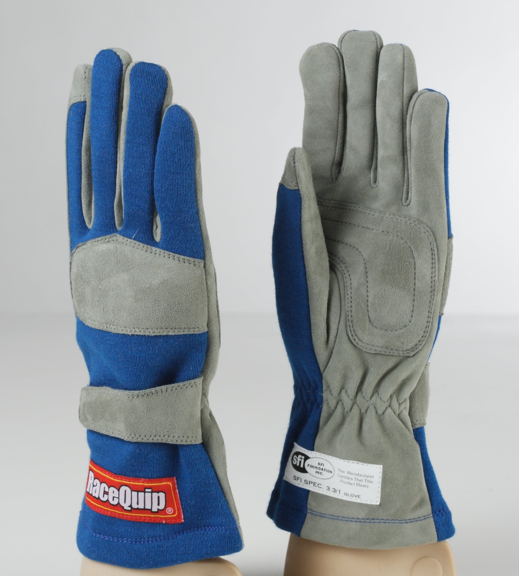 RaceQuip 351025 SFI-1 Single-Layer Racing Gloves (Blue, Large)