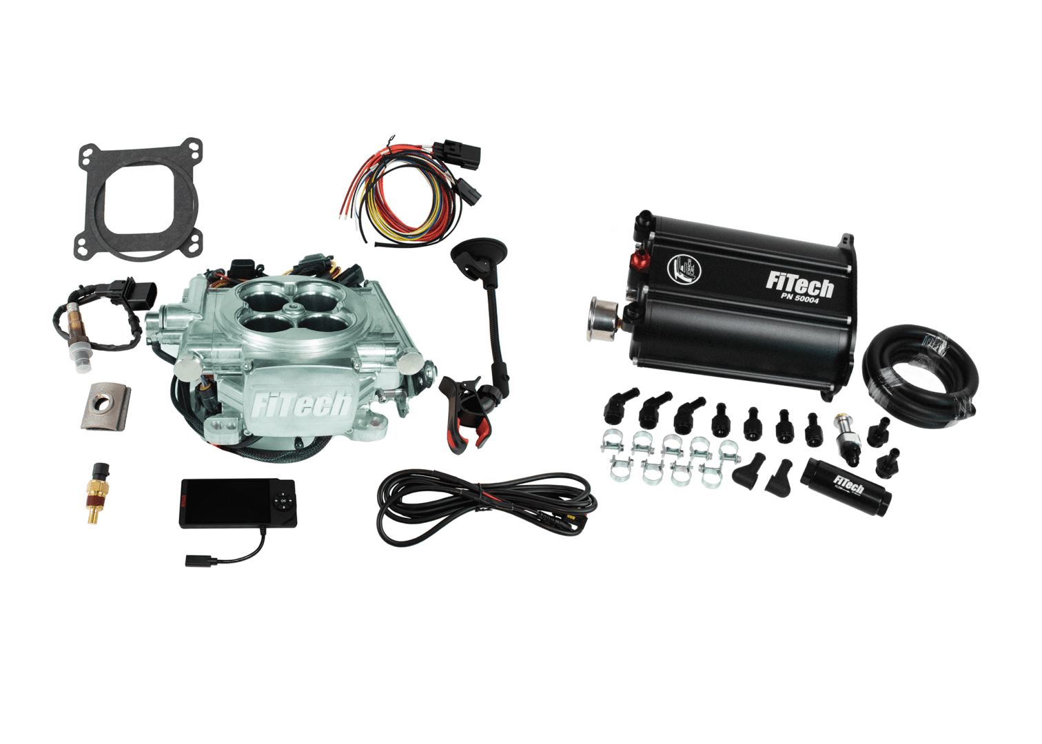 FiTech 35206 Go EFI 4 600 HP Power Adder Bright Alum EFI System w/ Force Fuel Delivery Master