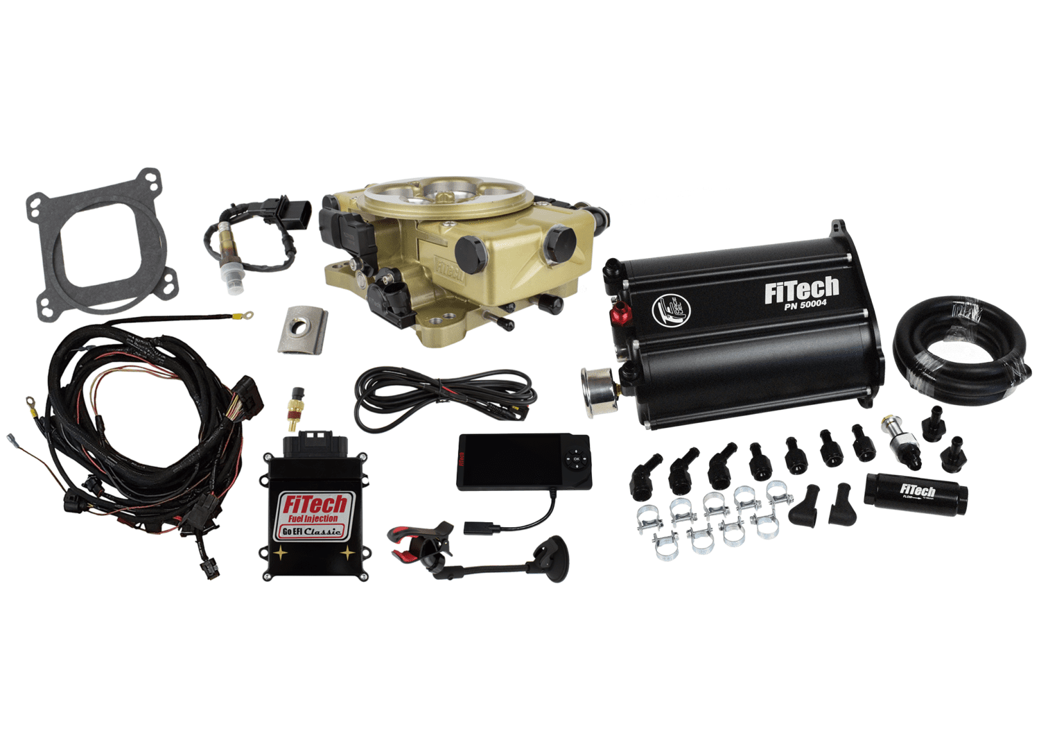 FiTech 35220 Go EFI Classic 650HP EFI Gold External ECU w/ Force Fuel, Fuel Delivery System