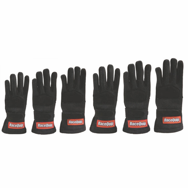 RaceQuip 3550090 355 Series 2 Layer Nomex Race Gloves SFI 3.3/ 5 Certified Black Youth / Jr 2X-Sm