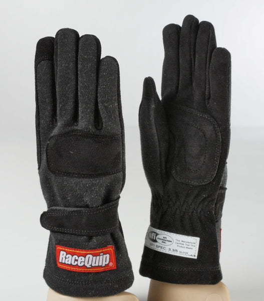 RaceQuip 355008 SFI-5 Double-Layer Racing Gloves (Black, 3X-Large)