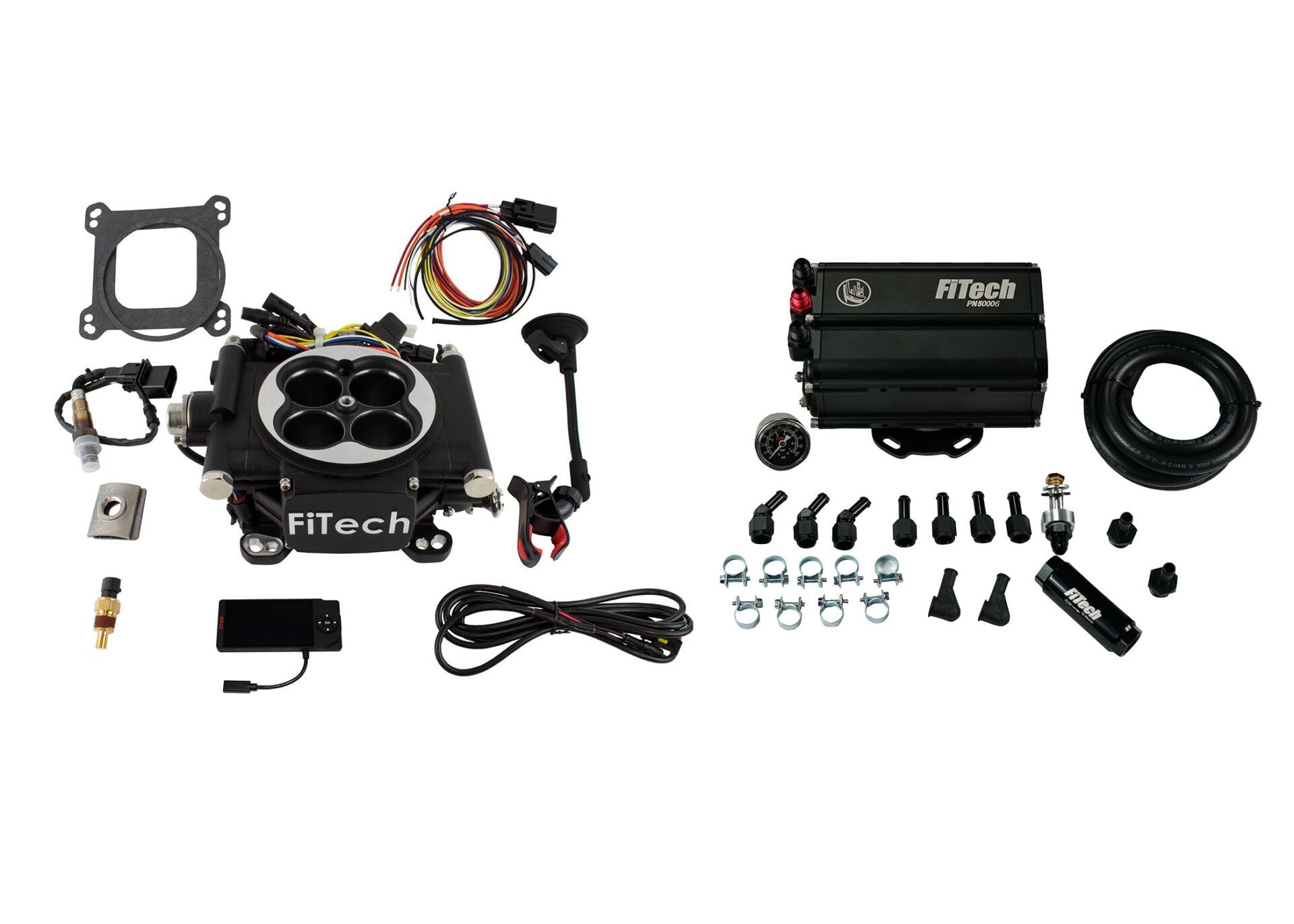 FiTech 35502 Go EFI 4 600 HP Matte Black EFI System With Force Fuel Mini Delivery Master Kit