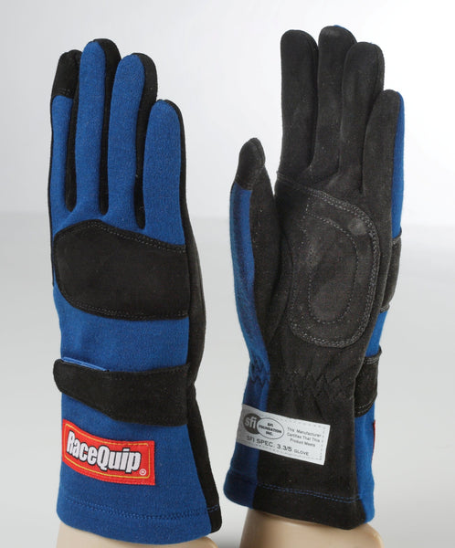 RaceQuip 355023 SFI-5 Double-Layer Racing Gloves (Blue, Medium)