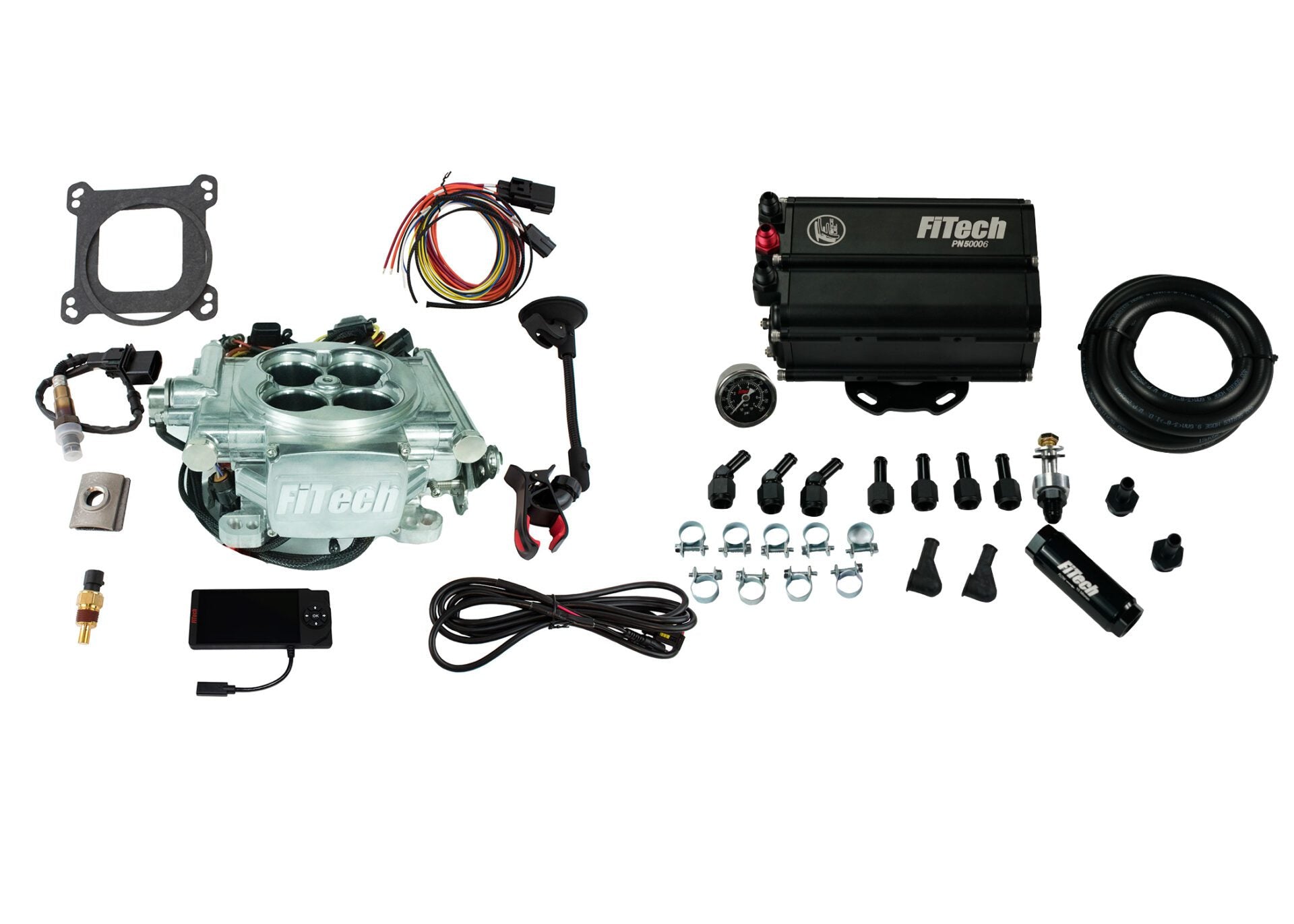FiTech 35506 Go EFI 4 600 HP Power Adder Bright Alum EFI System w/ Force Fuel Mini Delivery
