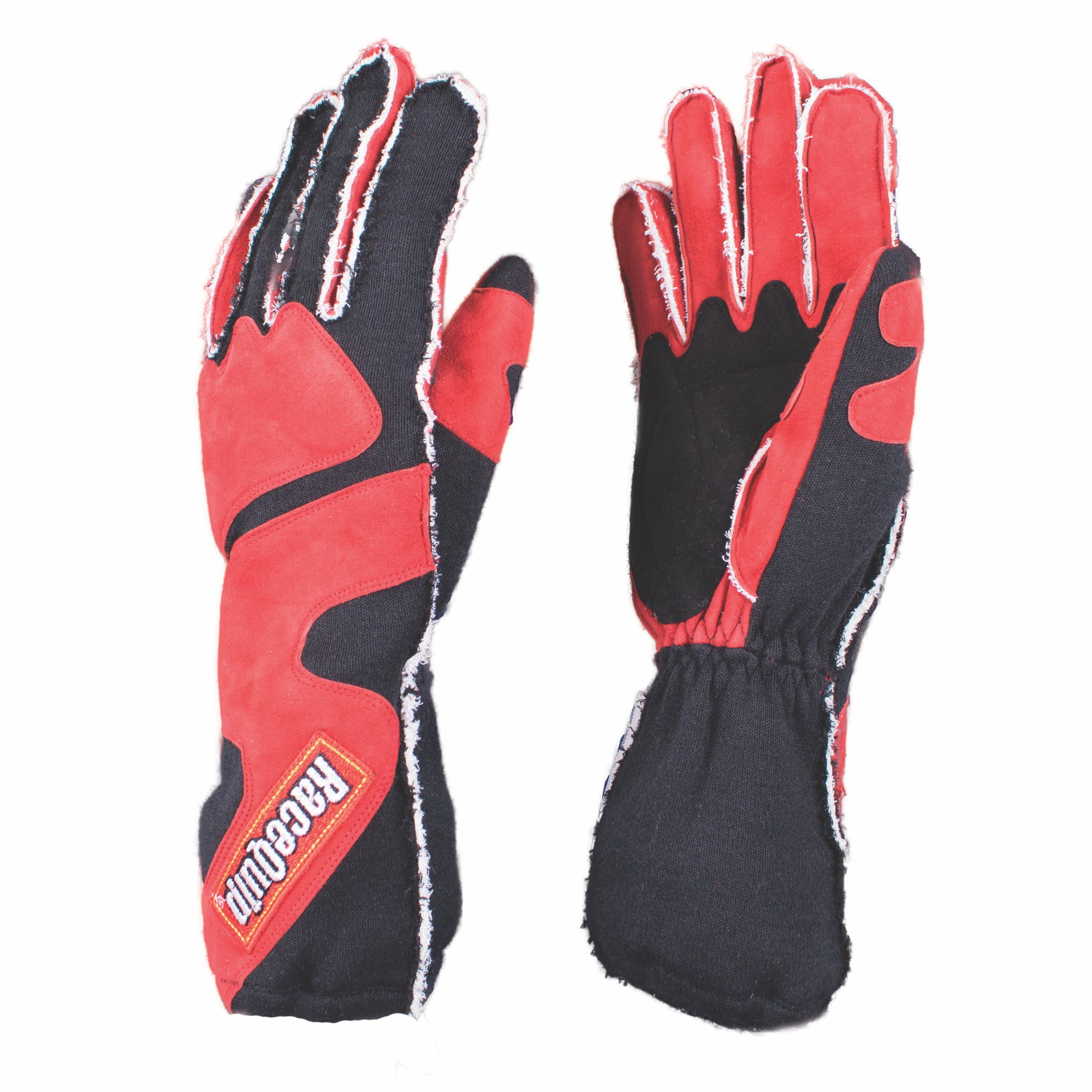 RaceQuip 356102 SFI-5 Angle-Cut Cuffed Racing Gloves (Red/Black, Small)