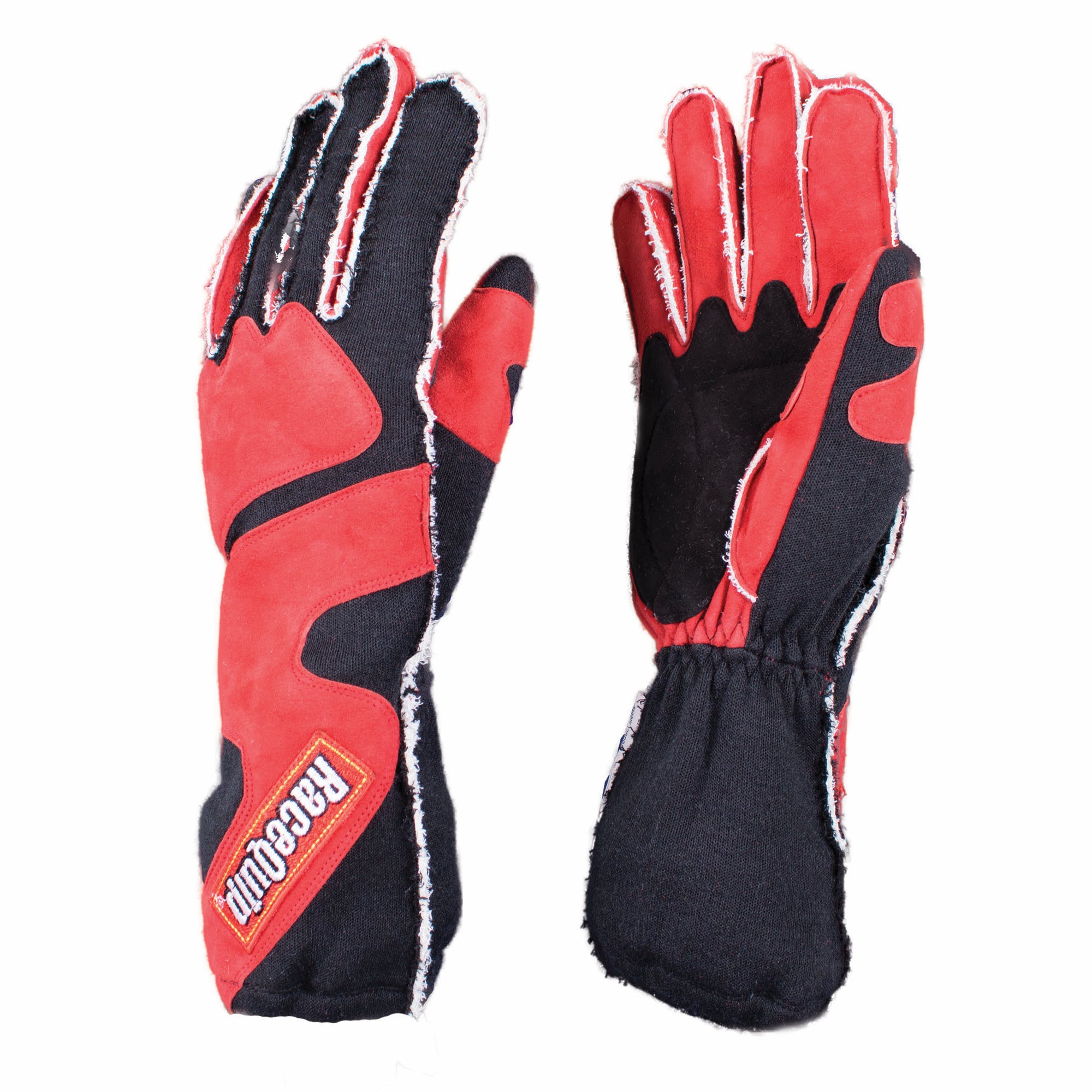 RaceQuip 356103 SFI-5 Angle-Cut Cuffed Racing Gloves (Red/Black, Medium)