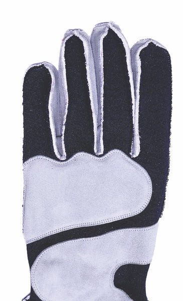 RaceQuip 356602 SFI-5 Angle-Cut Cuffed Racing Gloves (Gray/Black, Small)
