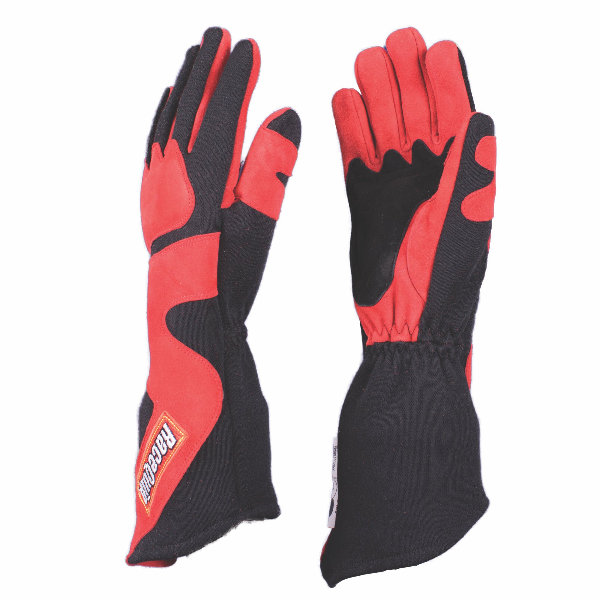 RaceQuip 358102 SFI-5 Angle-Cut Long Gauntlet Racing Gloves (Red/Black, Small)