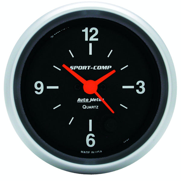 AutoMeter Products 3585 Gauge; Clock; 2 5/8in.; 12Hr; Analog; Sport-Comp