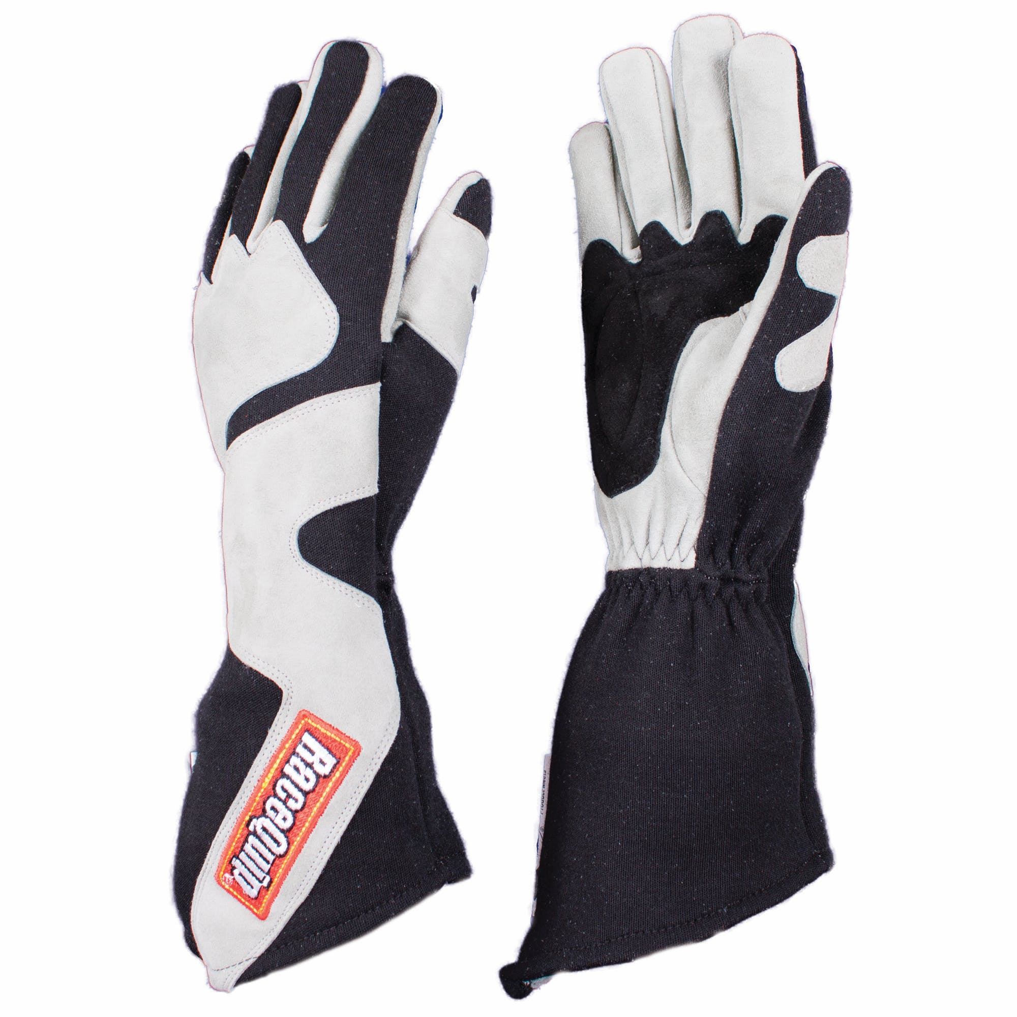 RaceQuip 358602 SFI-5 Angle-Cut Long Gauntlet Racing Gloves (Gray/Black, Small)