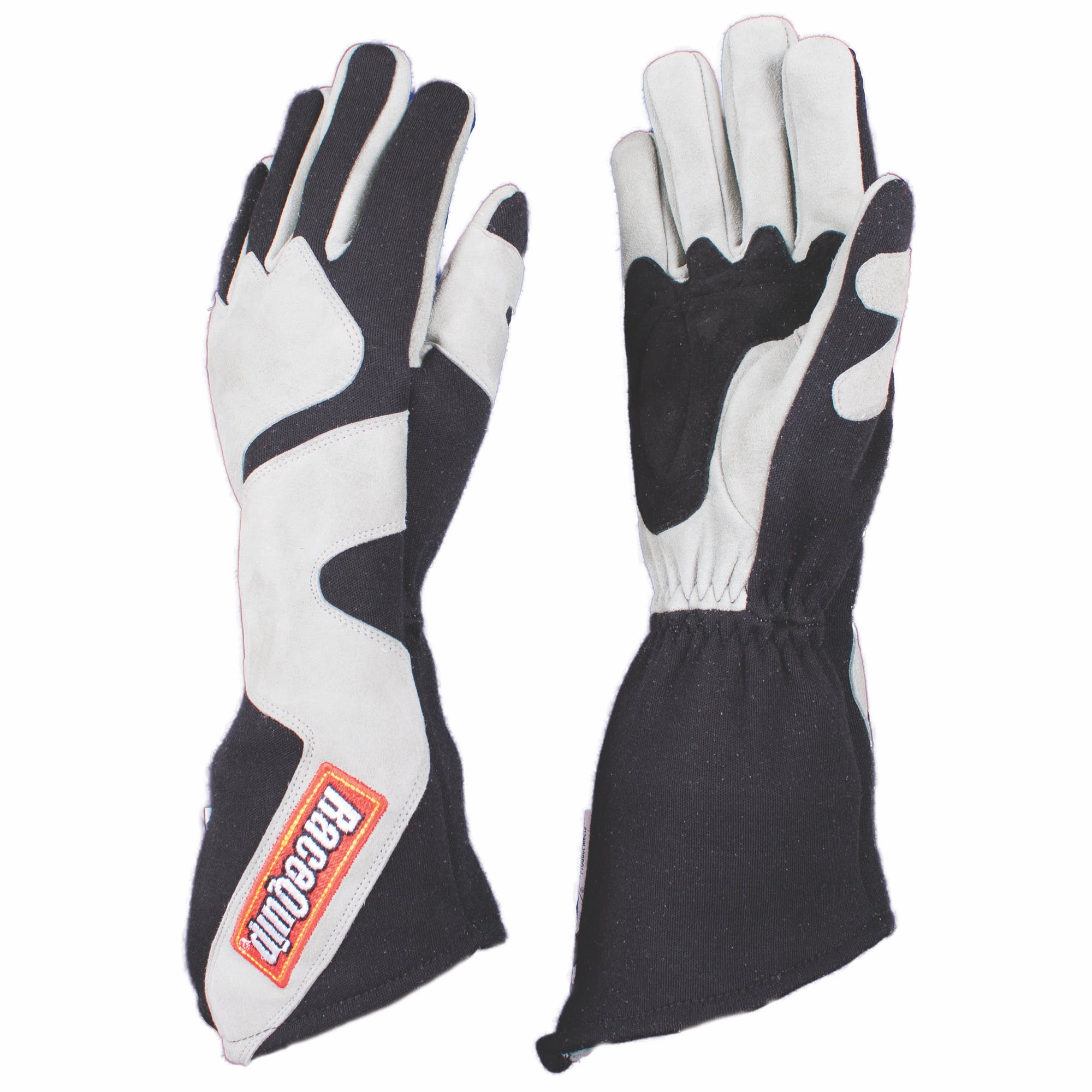 RaceQuip 358603 SFI-5 Angle-Cut Long Gauntlet Racing Gloves (Gray/Black, Medium)