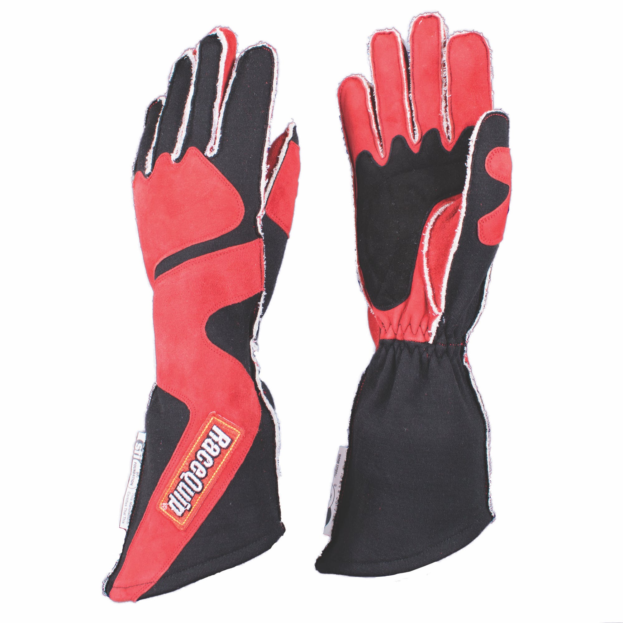 RaceQuip 359102 SFI-5 Out Seam Angle-Cut Gauntlet Racing Gloves (Red/Black, Small)