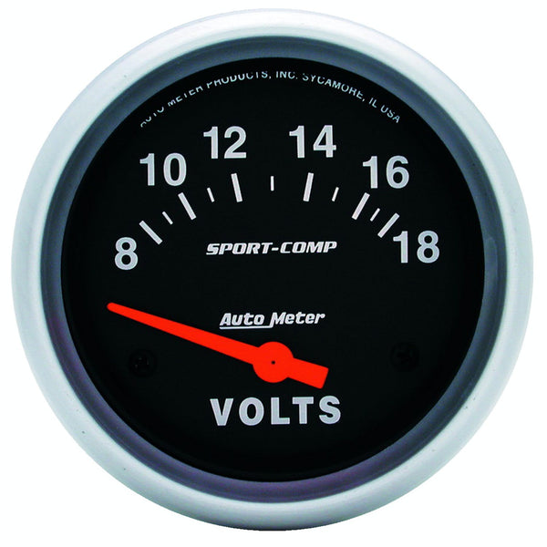 AutoMeter Products 3592 Gauge; Voltmeter; 2 5/8in.; 18V; Electric; Sport-Comp