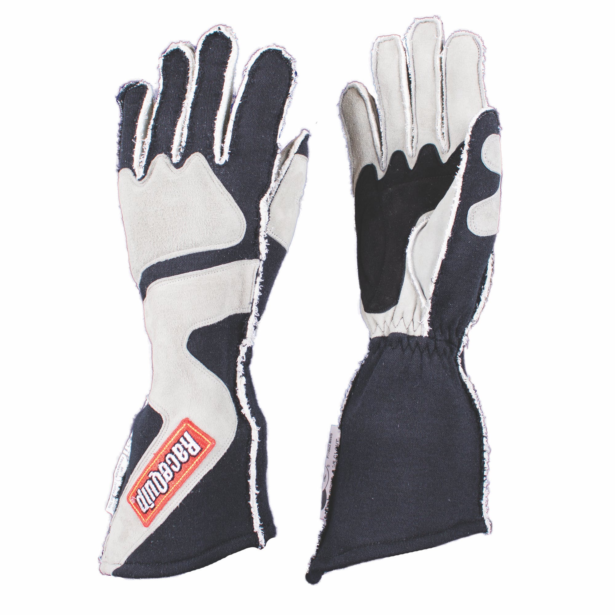RaceQuip 359602 SFI-5 Out Seam Angle-Cut Gauntlet Racing Gloves (Gray/Black, Small)