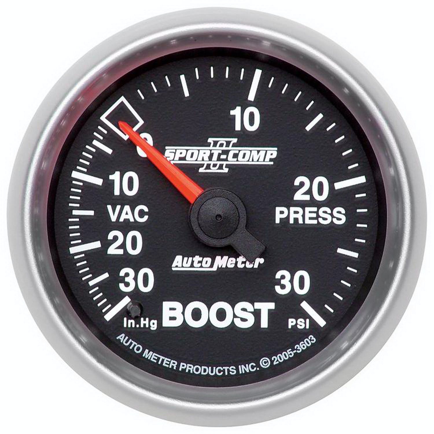 AutoMeter Products 3603 Gauge; Vac/Boost; 2 1/16in.; 30inHg-30psi; Mechanical; Sport-Comp II
