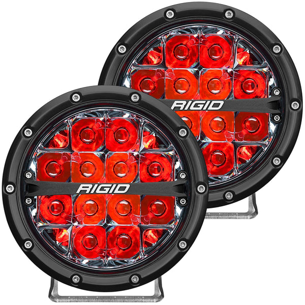 RIGID Industries 36203 360-Series 6in LED Off-Road Spot Beam Red Backlight Pair