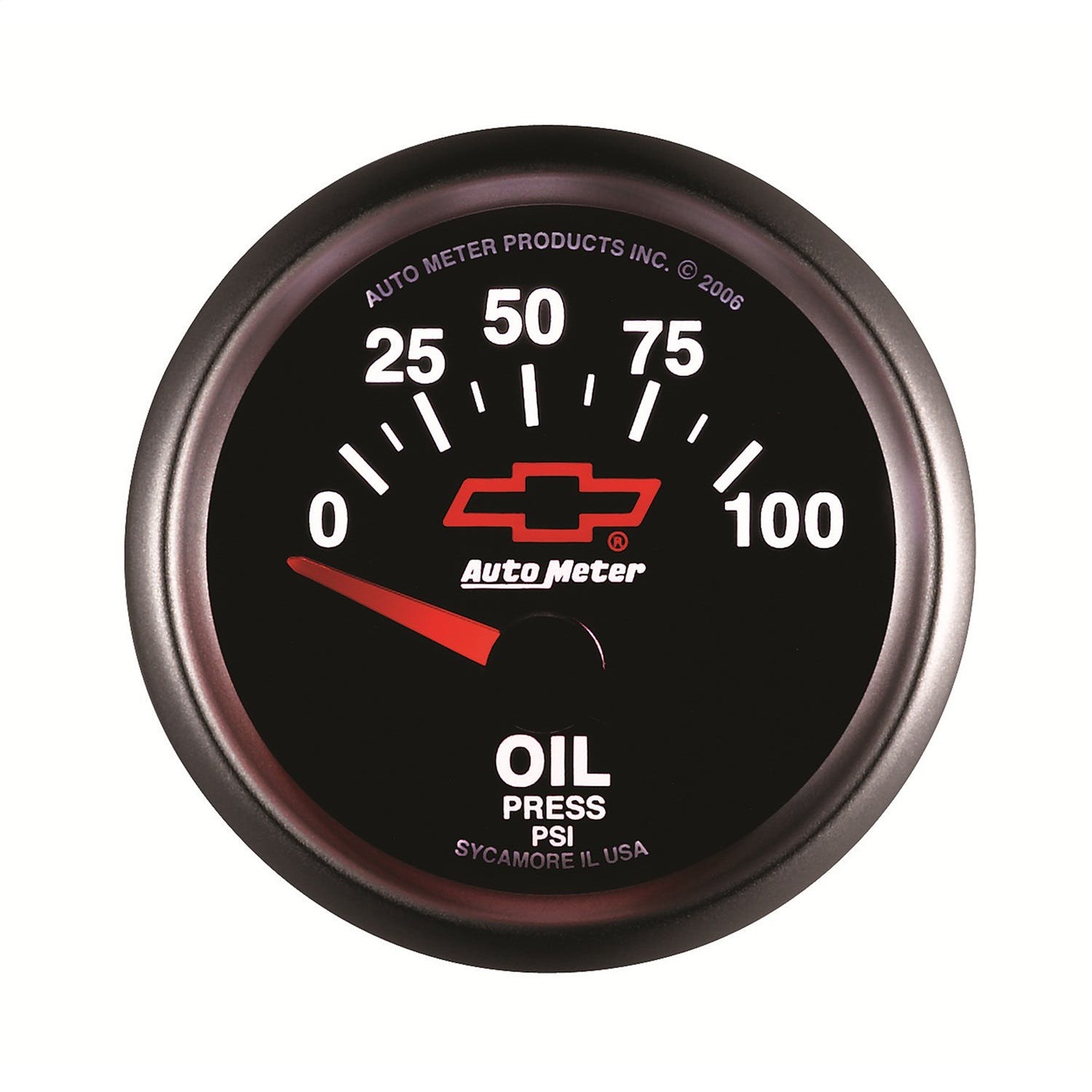 AutoMeter Products 3627-00406 GM Series Electric Oil Pressure Gauge 2 1/16in. 0-100 psi Short Sweep, GM Red
