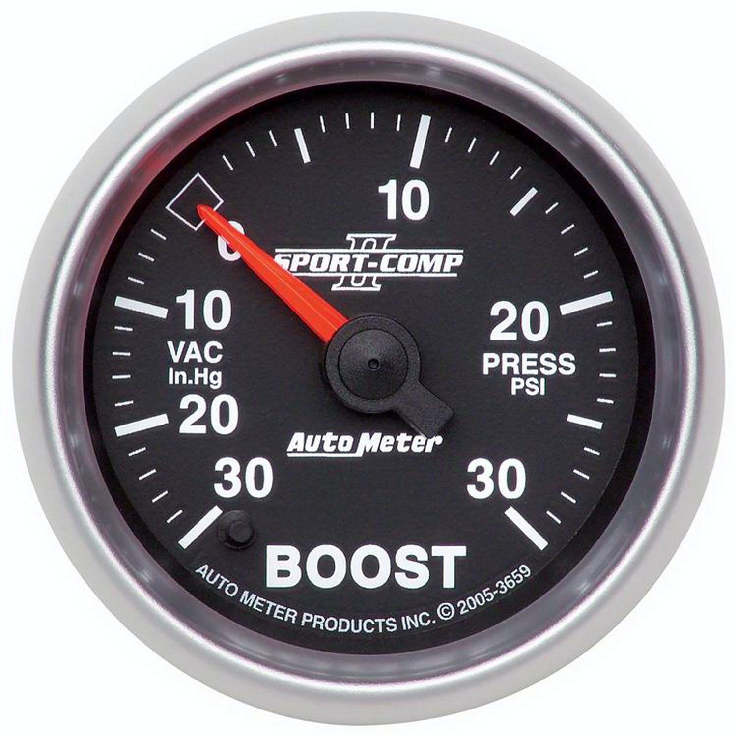 AutoMeter Products 3659 Vac/Boost Gauge, 2 1/16, 30Inhg-30Psi, Digital Stepper Motor, Sport-Comp II
