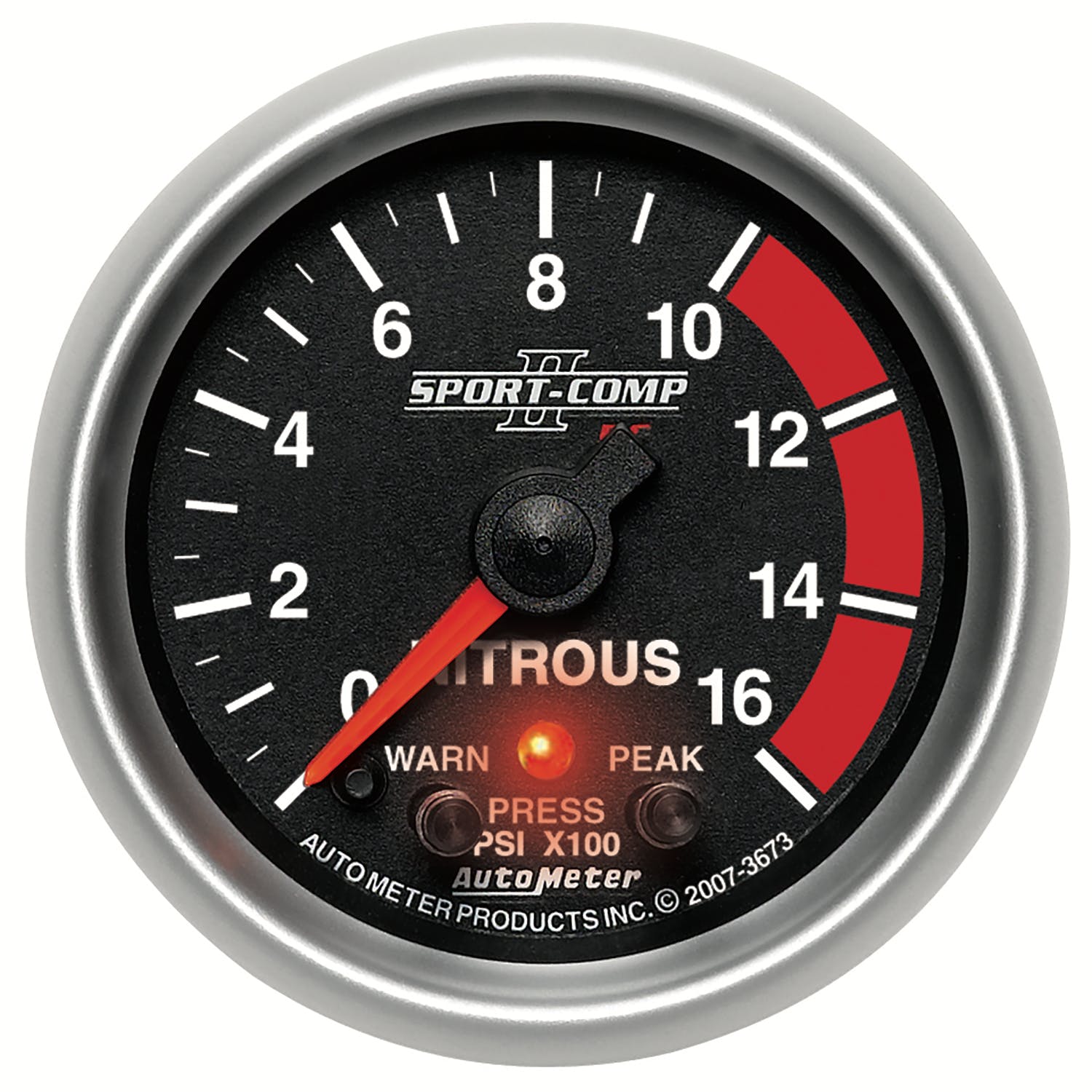 AutoMeter Products 3673 Gauge; Nitrous Press; 2 1/16in.; 1600psi; Stepper Motor w/Peak/Warn; Sport-Comp