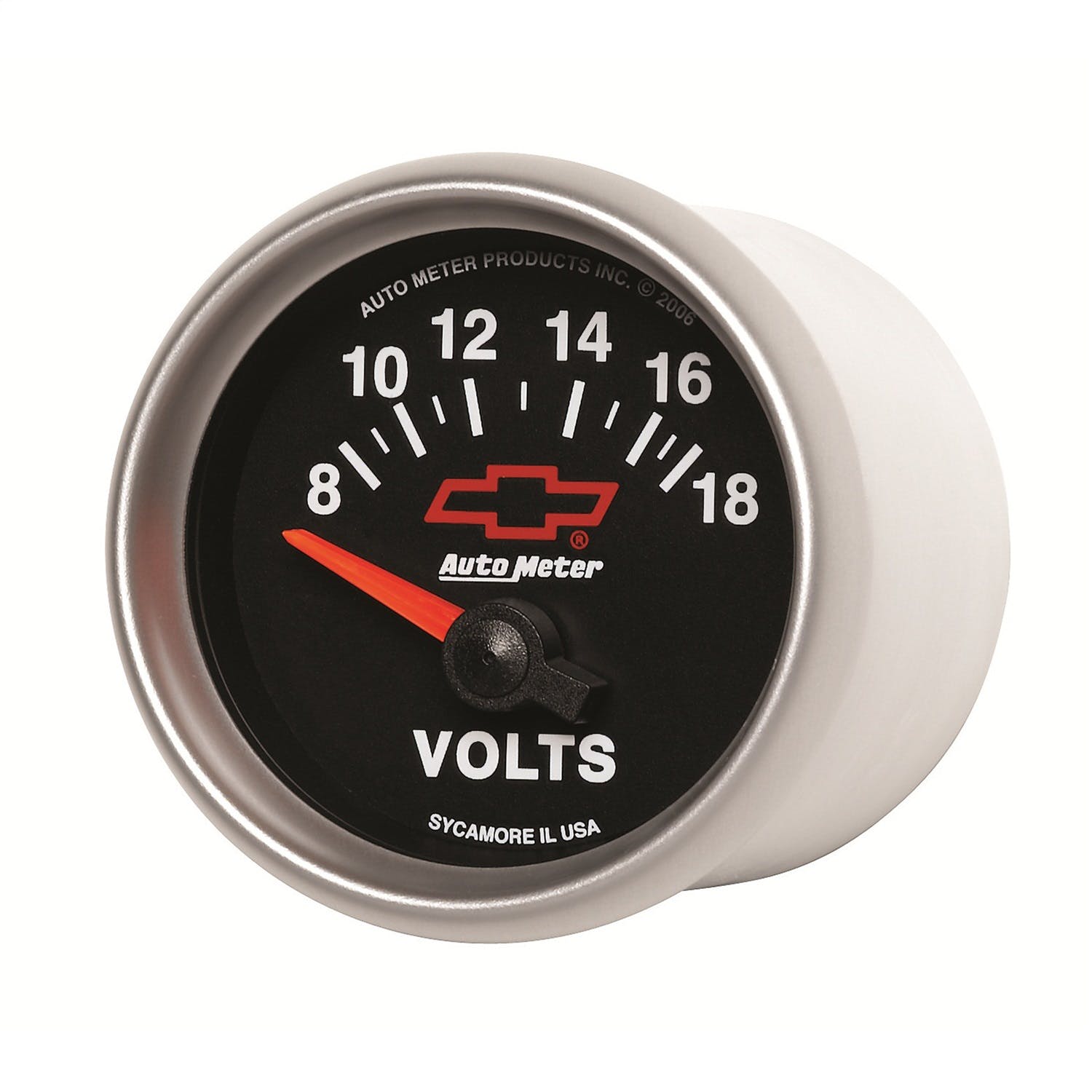 AutoMeter Products 3692-00406 2-1/16 Voltmeter 8 18v Short Sweep Elec, GM Red Bowtie