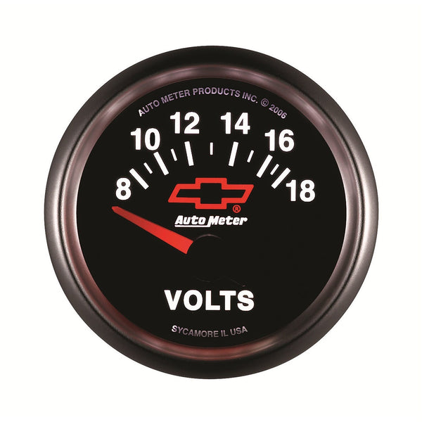 AutoMeter Products 3692-00406 2-1/16 Voltmeter 8 18v Short Sweep Elec, GM Red Bowtie
