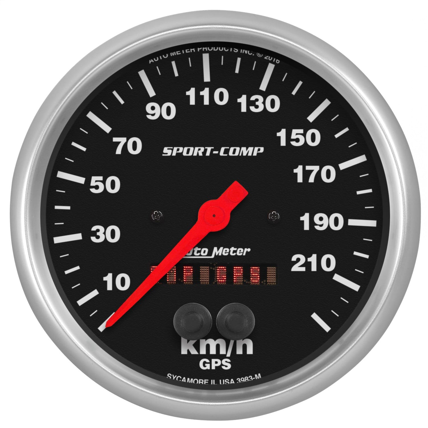 AutoMeter Products 3983-M Speedometer Gauge 5, 225KM/H, GPS, Sport Comp