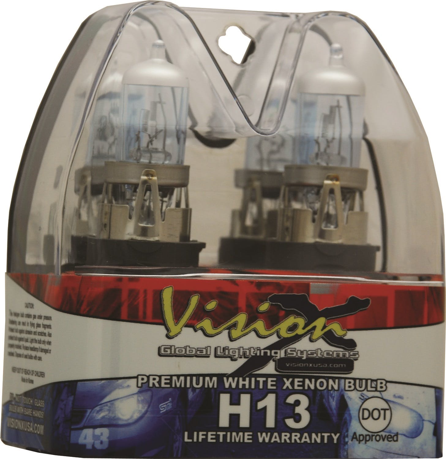 Vision X 4001664 D Series H13 60/55 Watt Hi/Low Beam Dot Approved SuperWhite Bulb Set