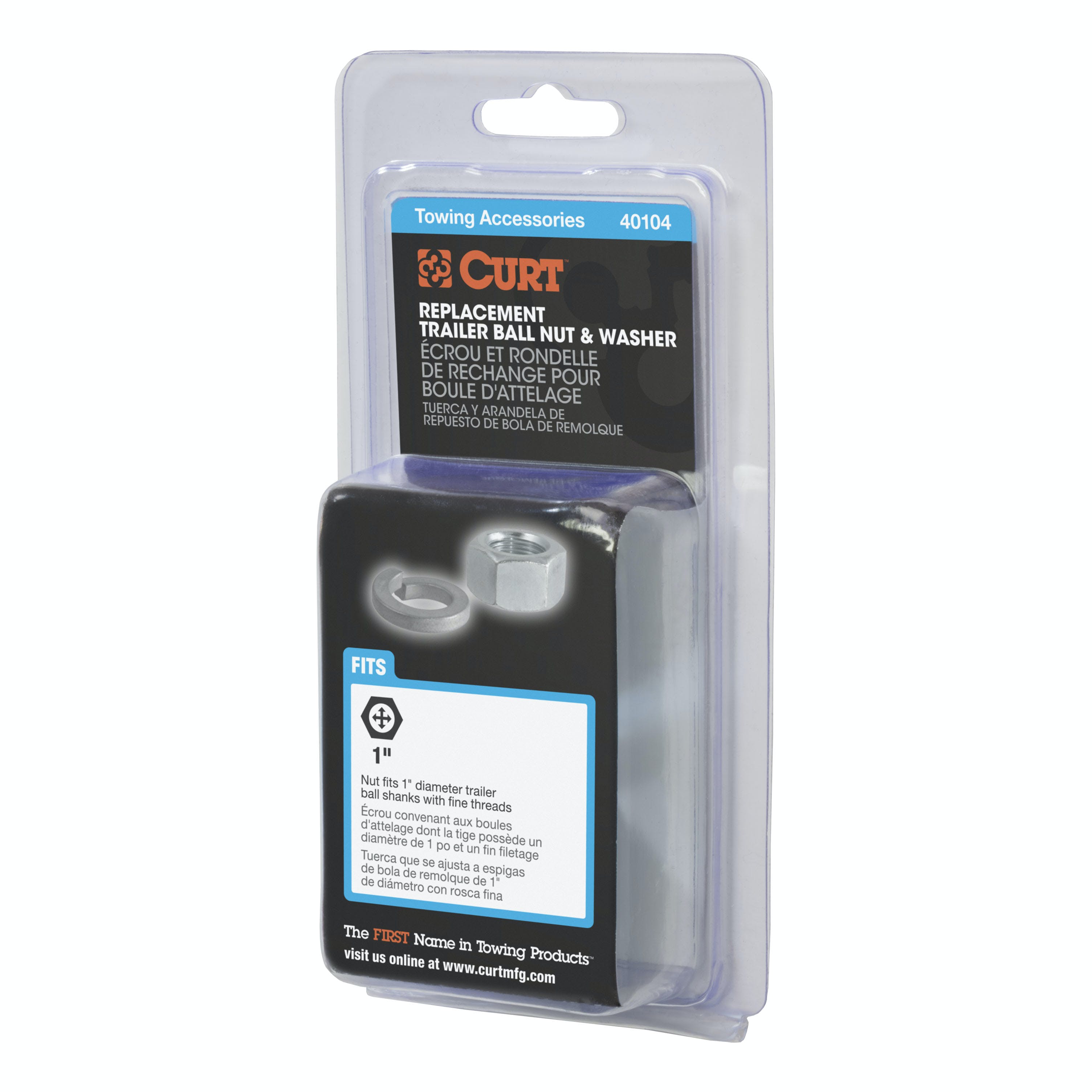 CURT 40104 Replacement Trailer Ball Nut and Washer for 1 Shank