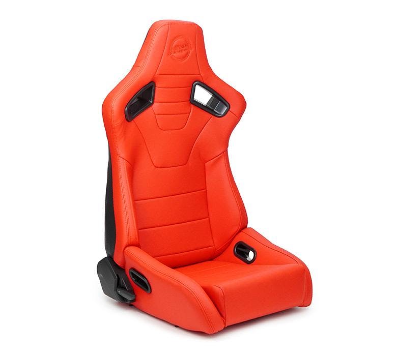 NRG Red on Black Reclinable Racing Seat Omega in Vinyl - PAIR RSC-750RD/BK L/R