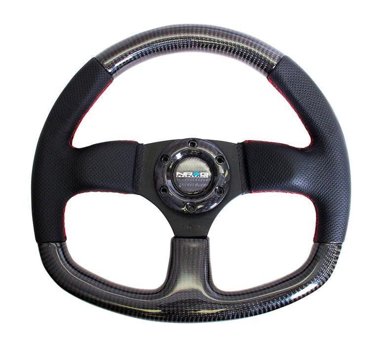NRG Innovations Steering Wheel Carbon Fiber Flat Bottom ST-009CFRS