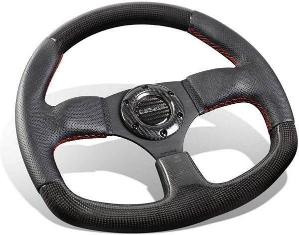 NRG Innovations Steering Wheel Carbon Fiber Flat Bottom ST-009CFRS