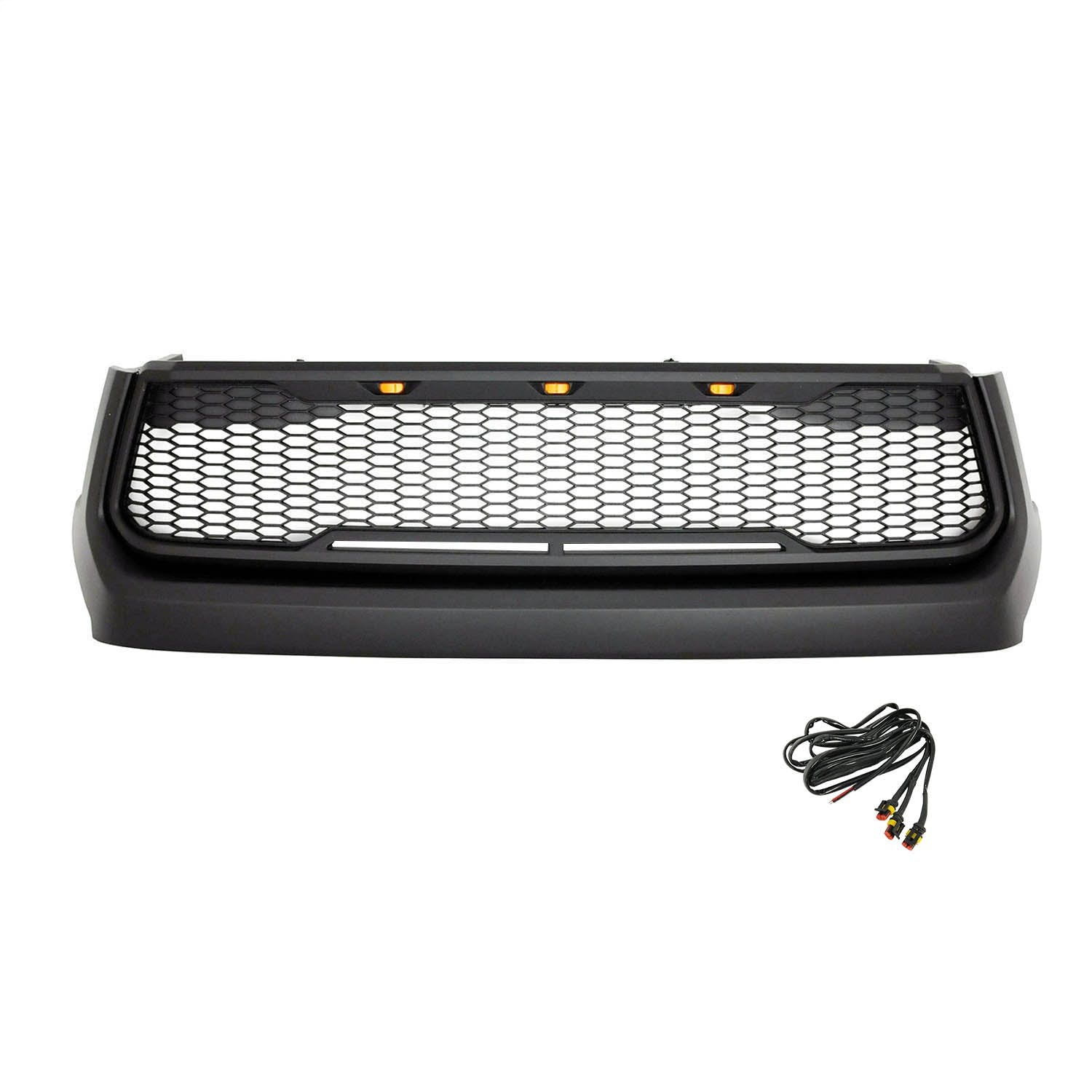 Paramount Automotive 41-0170MB Impulse Mesh Packaged Grille, Matte Black with Amber LEDs