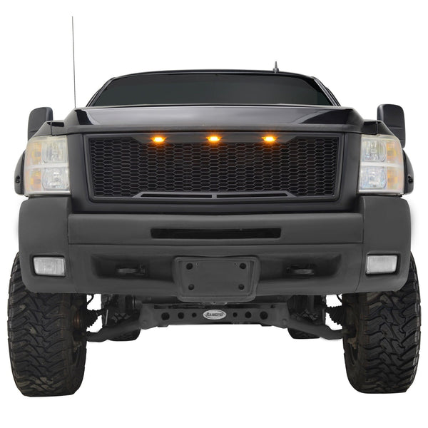 Paramount Automotive 41-0177MB Impulse Mesh Packaged Grille, Matte Black with Amber LEDs