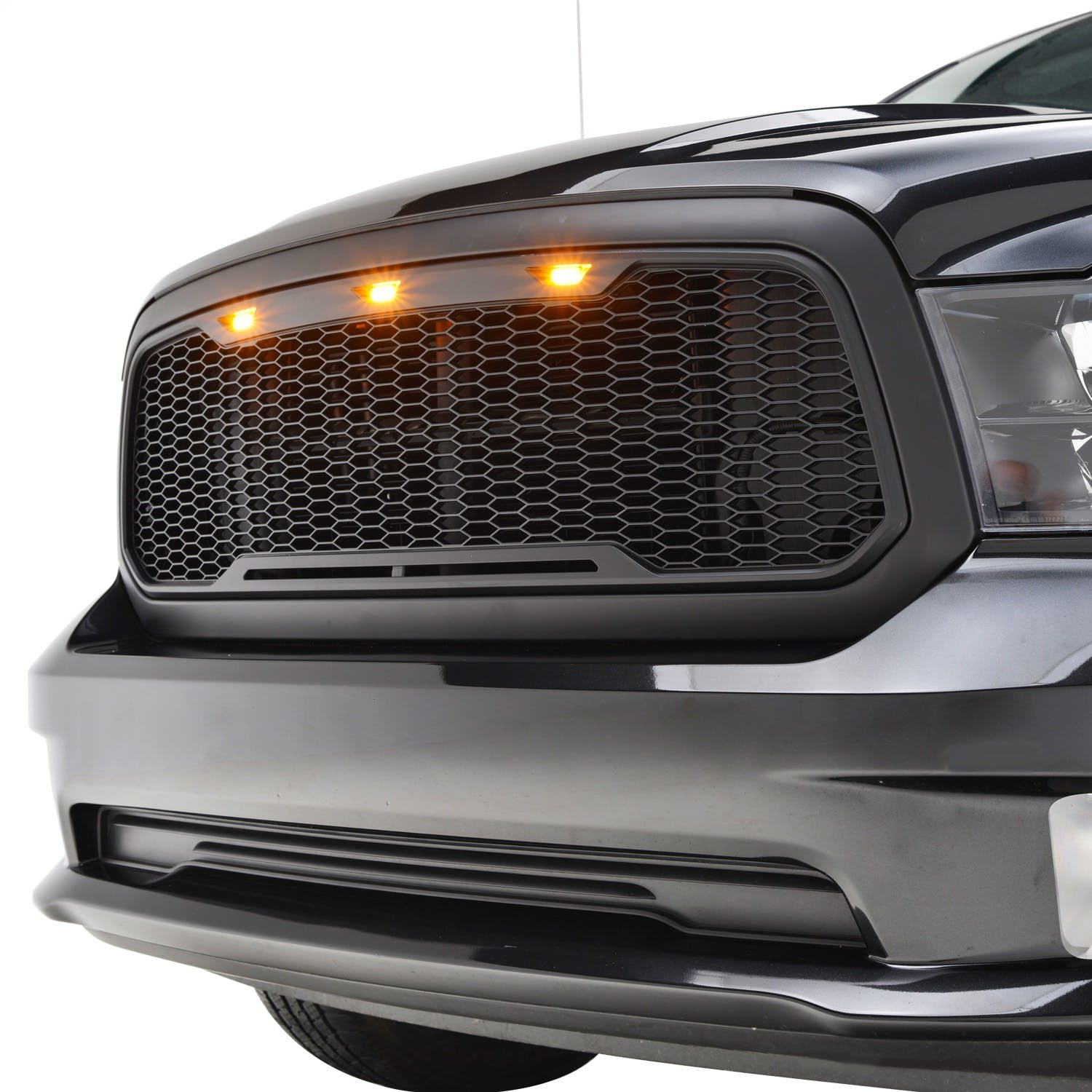 Paramount Automotive 41-0183MB Impulse Mesh Packaged Grille, Matte Black with Amber LEDs