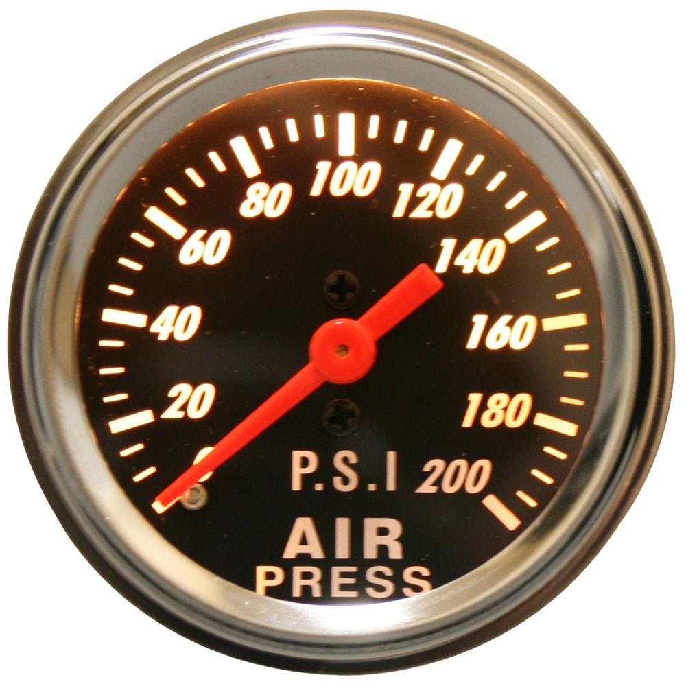 Bulldog Winch Co LLC 42074B 0-200psi Air Pressure Gauge, 2, Mechanical, Lighted