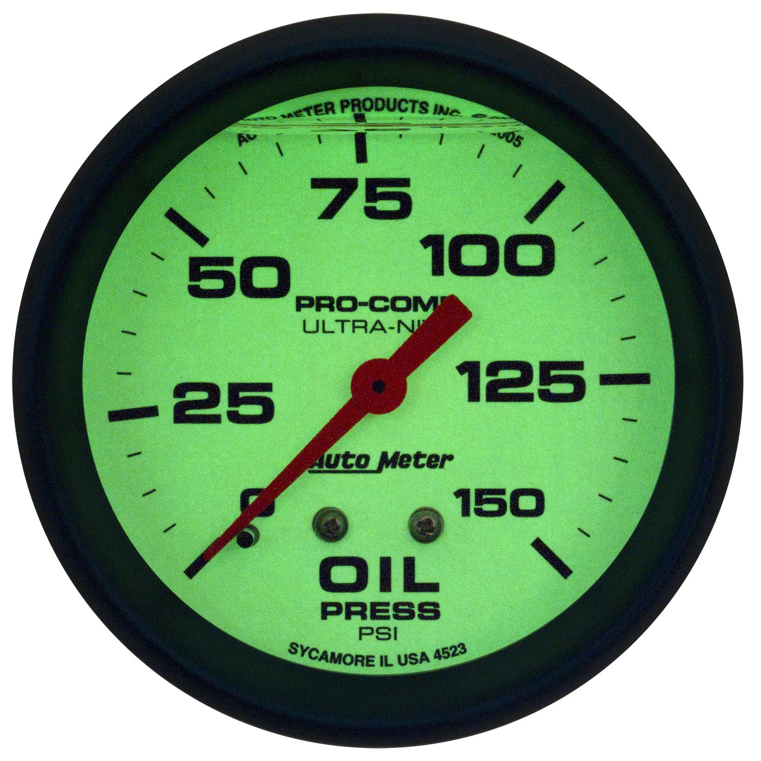 AutoMeter Products 4223 2-5/8 Oil Pressure Gauge 0-150 PSI, LFG, Ultra-Nite