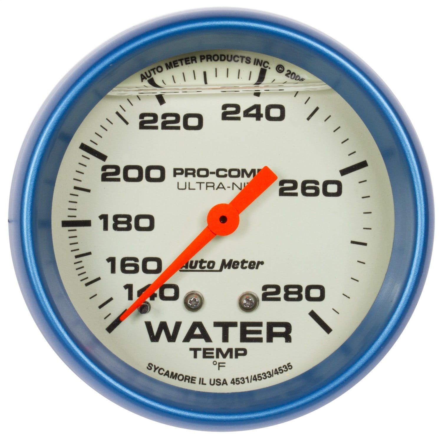 AutoMeter Products 4231 2-5/8 Water Temperature Gauge, 140- 280F, LFG, Ultra-Nite