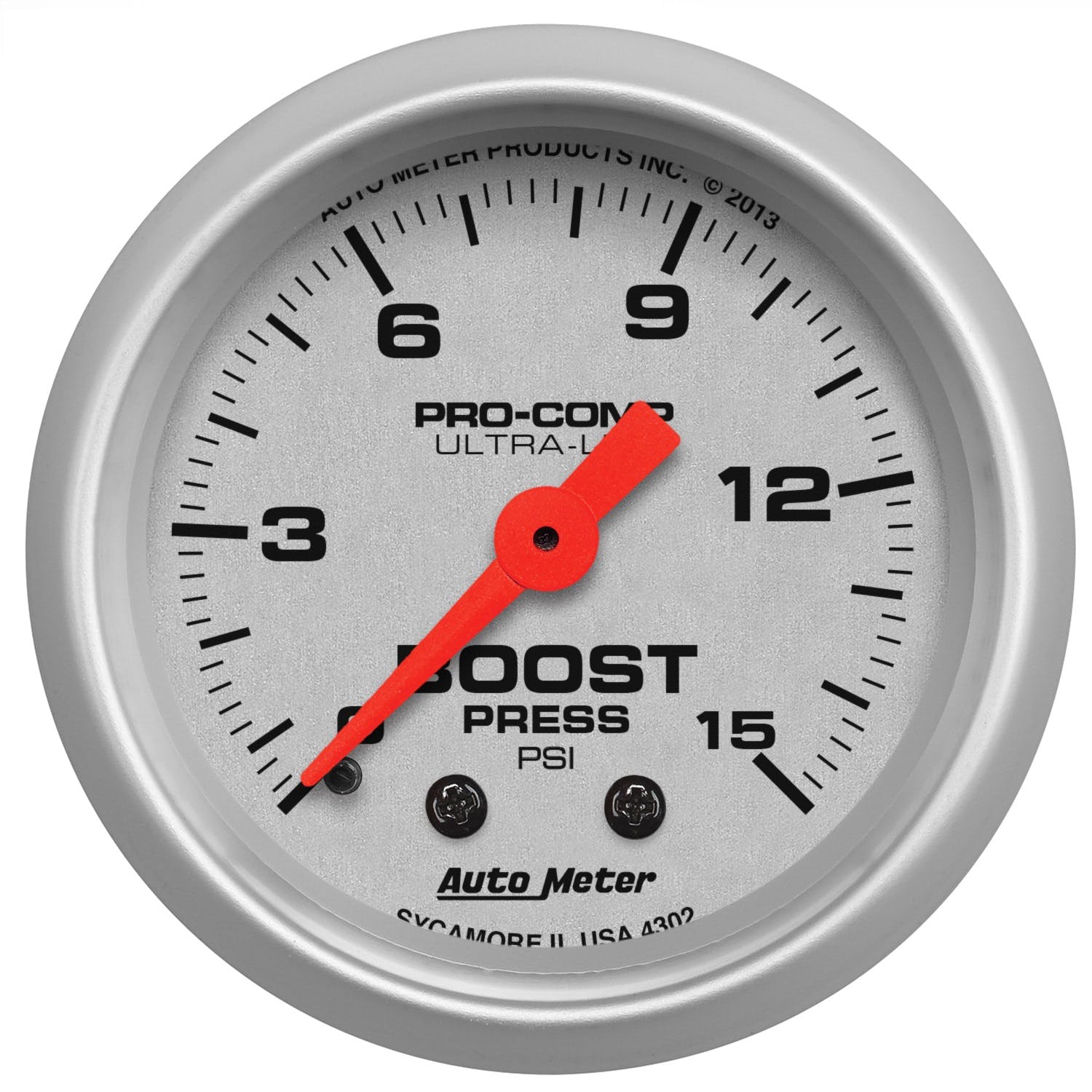 AutoMeter Products 4302 Gauge; Boost; 2 1/16in.; 15psi; Mechanical; Ultra-Lite