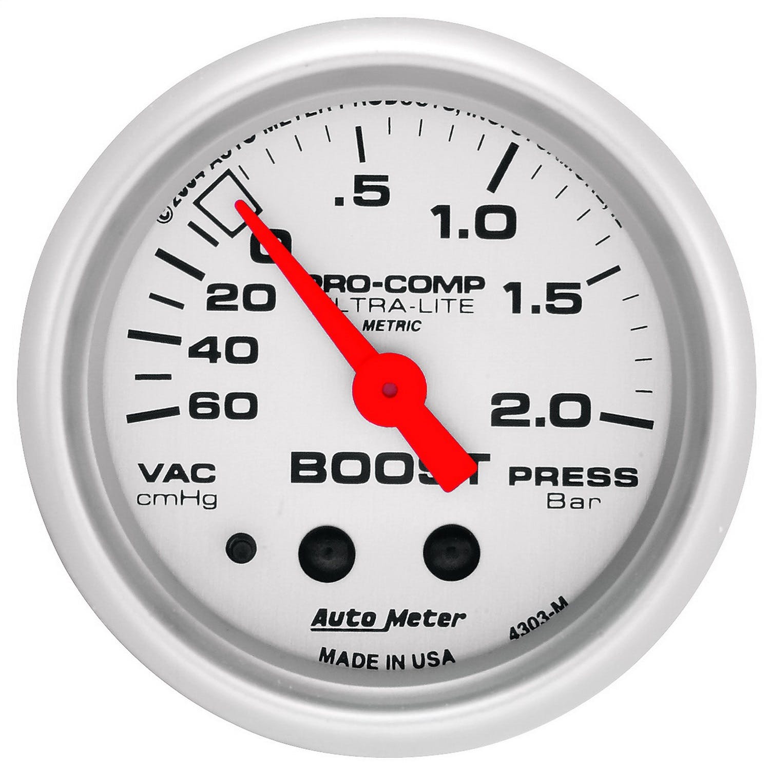 AutoMeter Products 4303-M Gauge; Vac/Boost; 2 1/16in.; 60cmHg-2.0BAR; Mechanical; Ultra-Lite
