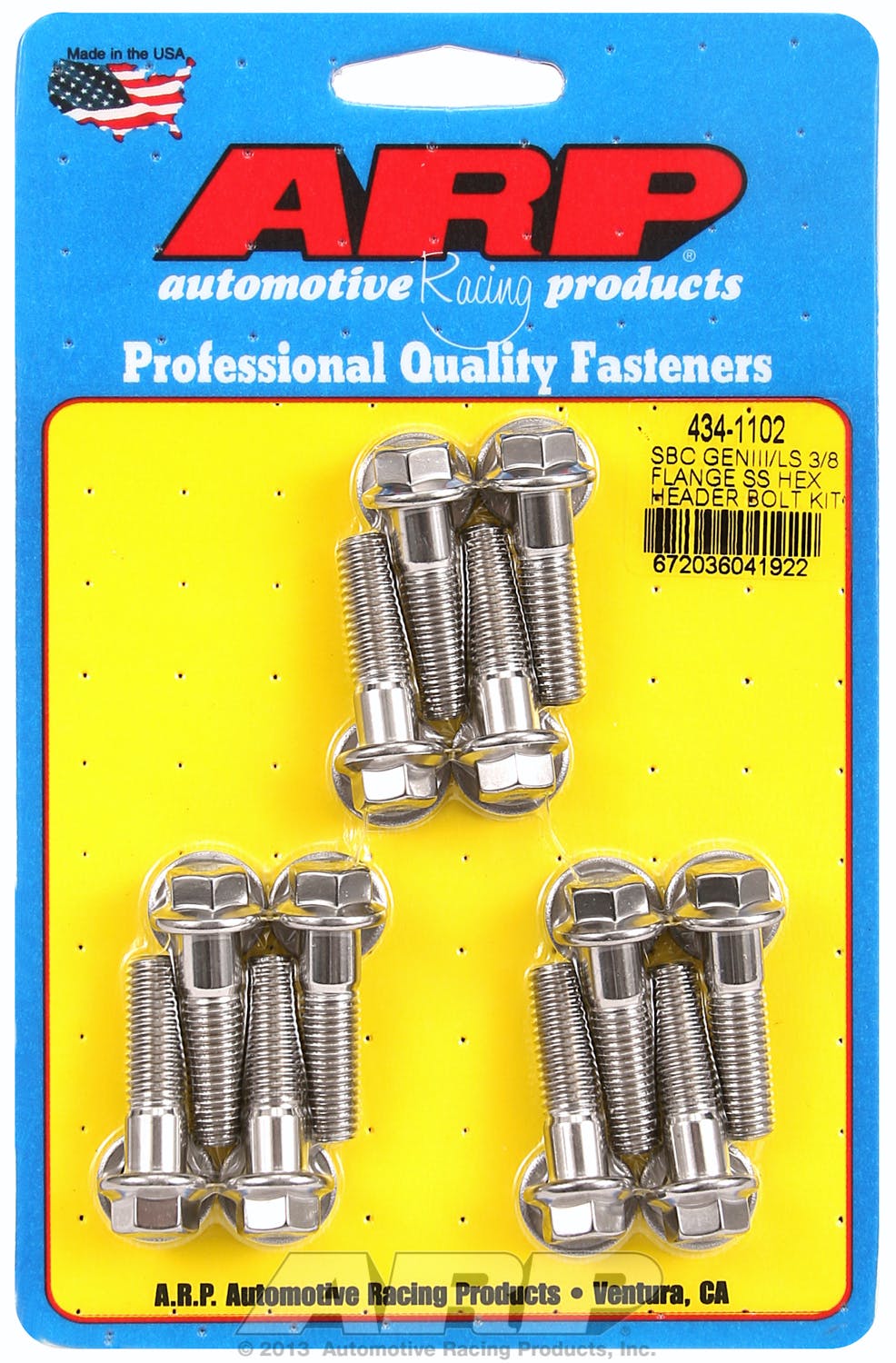 ARP 434-1102 3/8 flange Stainless Steel hex header bolt kit