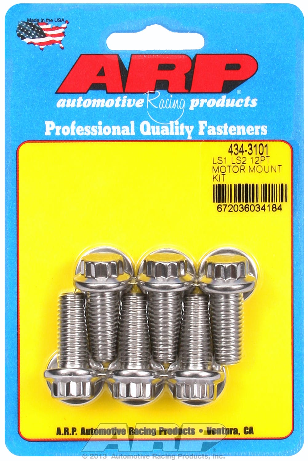 ARP 434-3101 Stainless Steel 12pt motor mount bolt kit