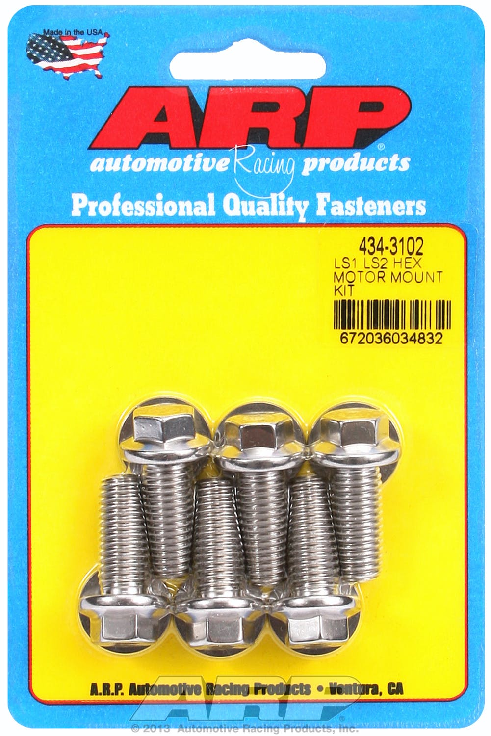 ARP 434-3102 Stainless Steel hex motor mount bolt kit