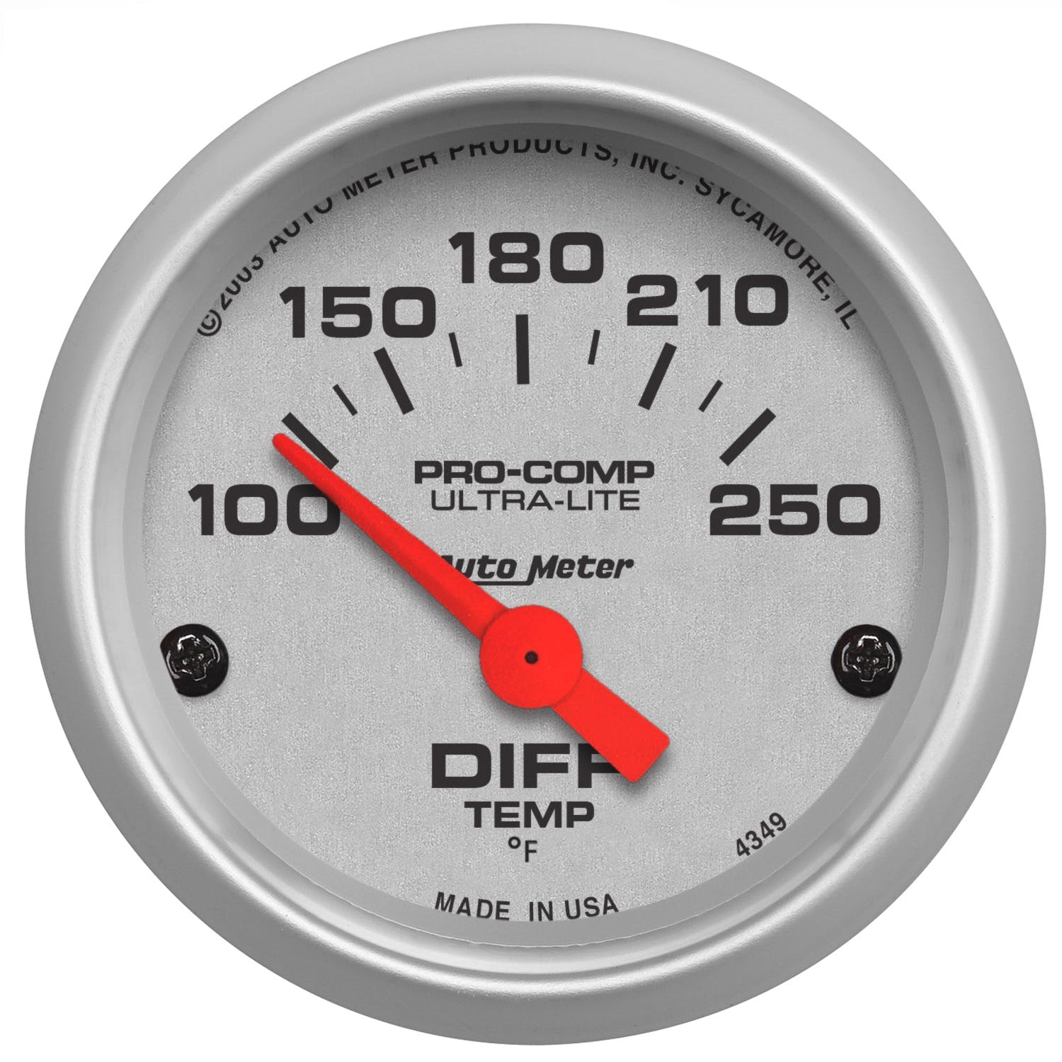 AutoMeter Products 4349 Gauge; Differential Temp; 2 1/16in.; 100-250° F; Electric; Ultra-Lite