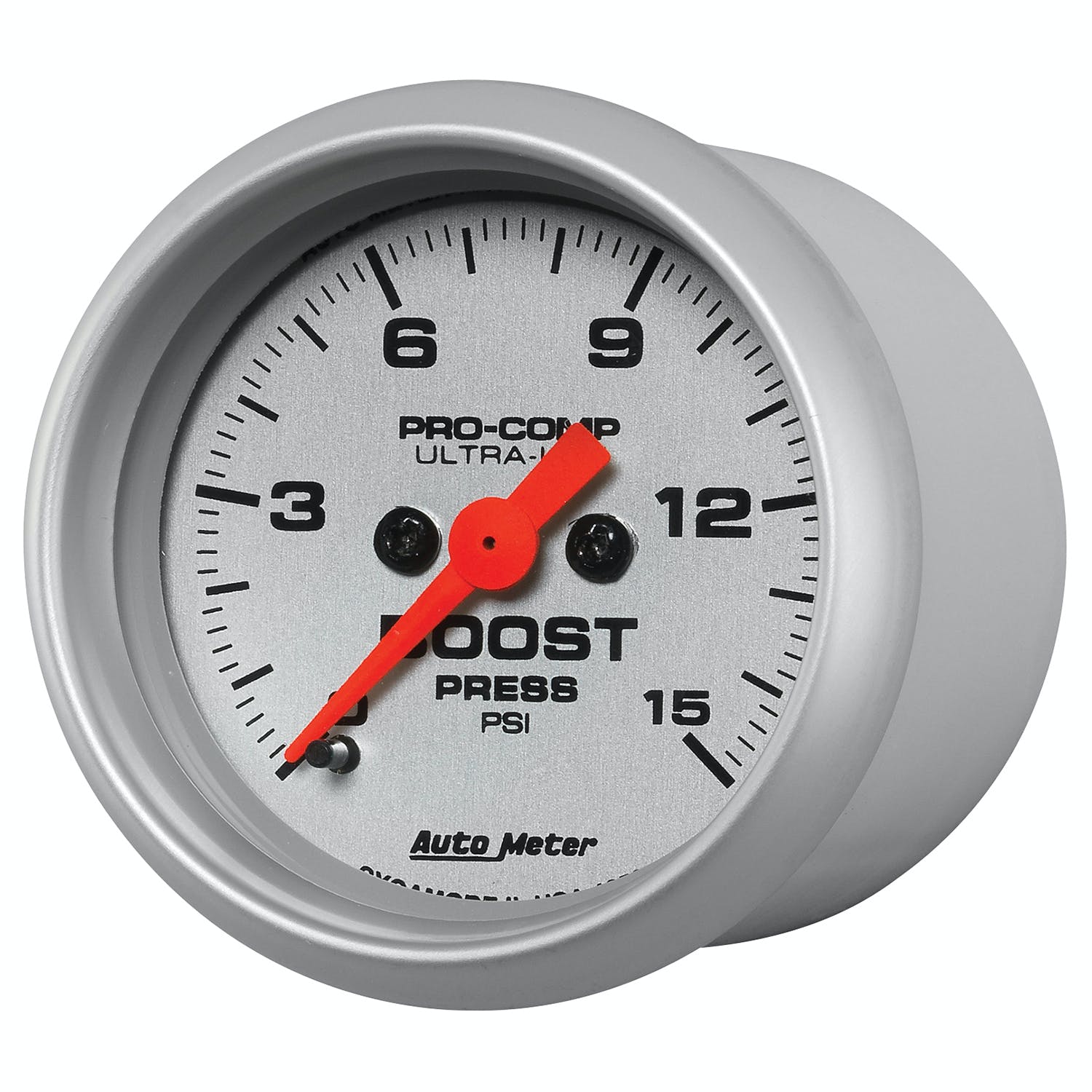AutoMeter Products 4350 Low Pressure Boost Gauge; 2-1/16 Boost 0-15 psi, DSM Ultra-Lite