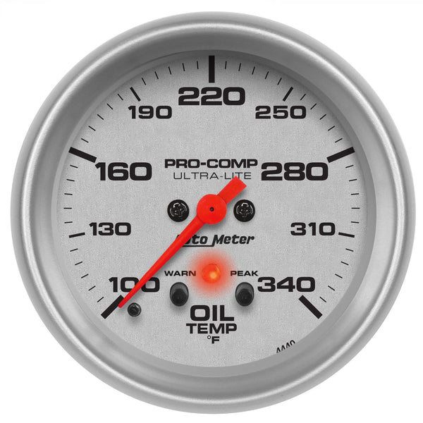 AutoMeter Products 4440 Ultra-Lite Electric Oil Temperature Gauge 2 5/8 in. 100 - 340 Deg. F w/Peak