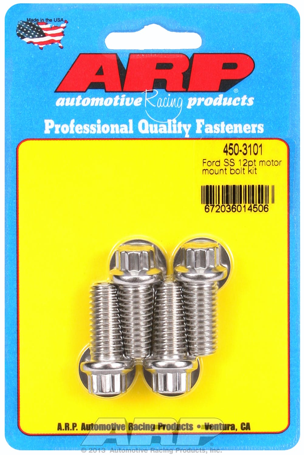 ARP 450-3101 Stainless Steel 12pt motor mount bolt kit